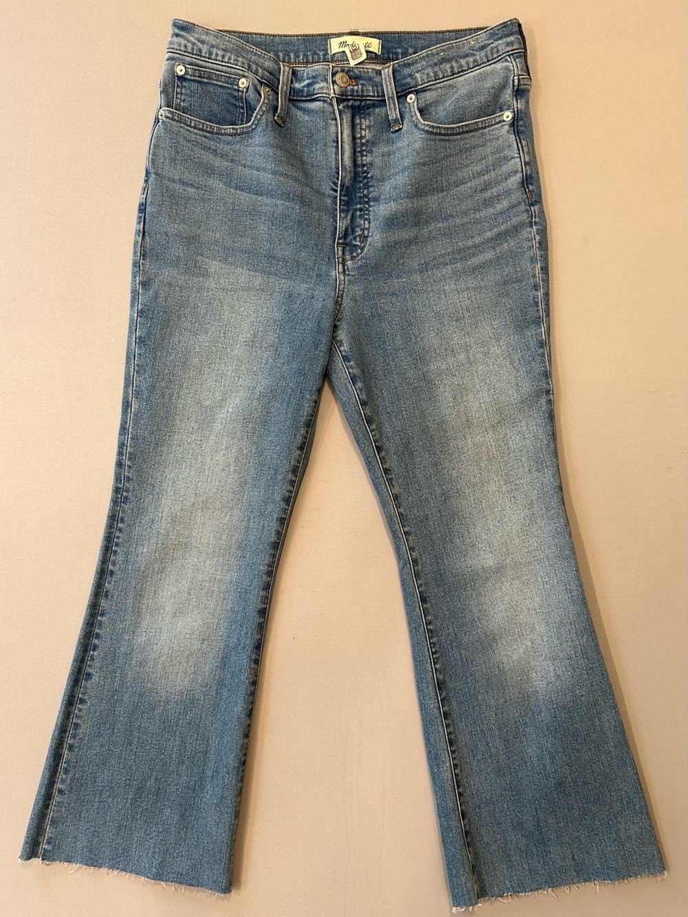 Madewell Skinny Flare Jeans Size 30 High Rise Cropped Raw Hem